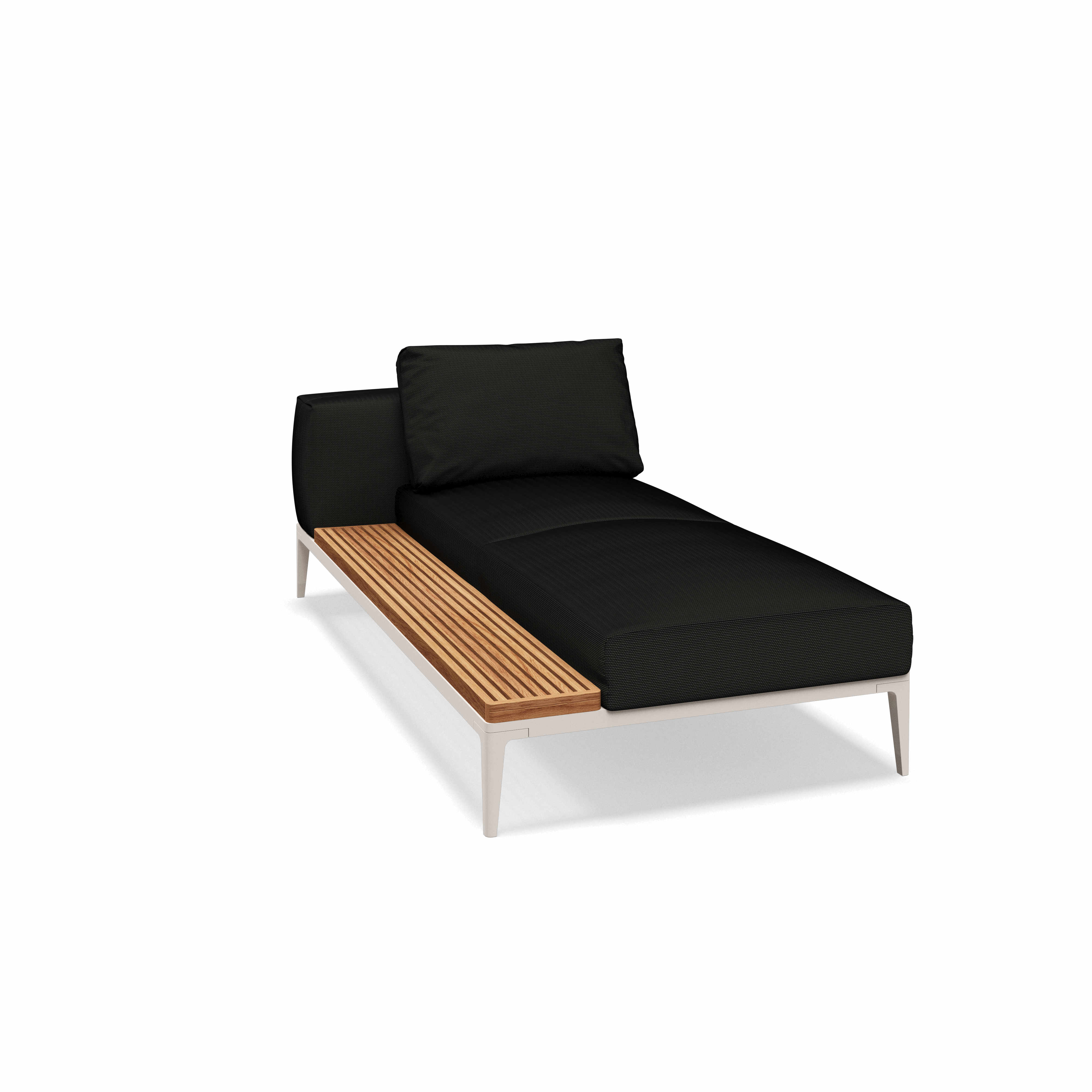 Grid Left Right End Table Unit Teak